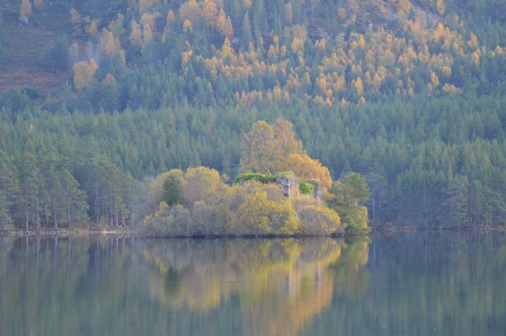 Loch an Eilein Castle, Rothiemurchus. The Cairngorm region is a great place for a staycation. Lots of family fun to do including walking, biking and horse riding.